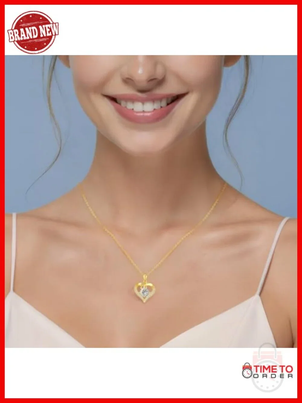 925 Sterling Silver 18K Gold Plated Moissanite Pendant Necklace 2 Carat